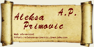 Aleksa Primović vizit kartica